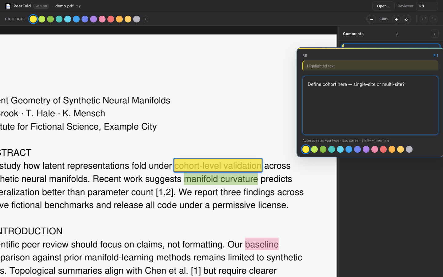 Comment editor